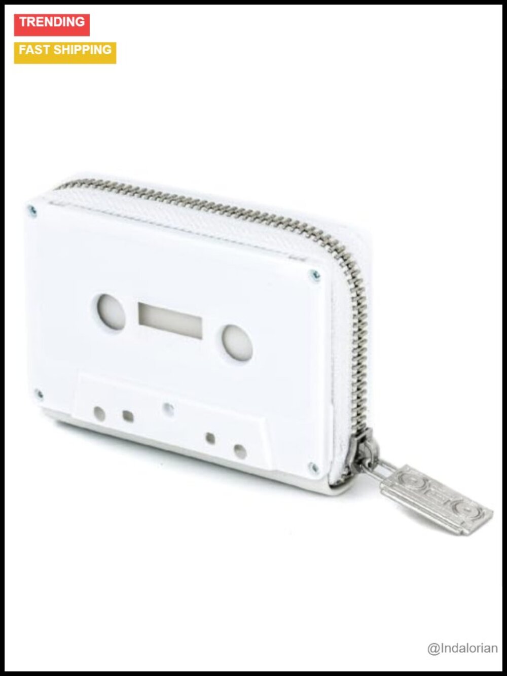 Retro Cassette Tape Small Zip Wallet Vegan Leather Coin Purse